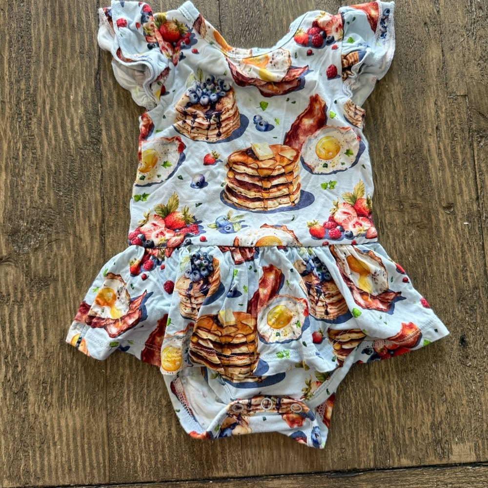 Colorful Breakfast Print Baby Romper